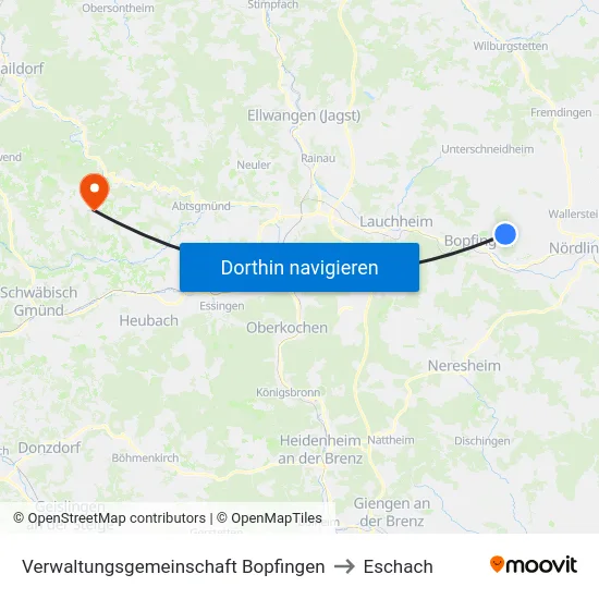 Verwaltungsgemeinschaft Bopfingen to Eschach map