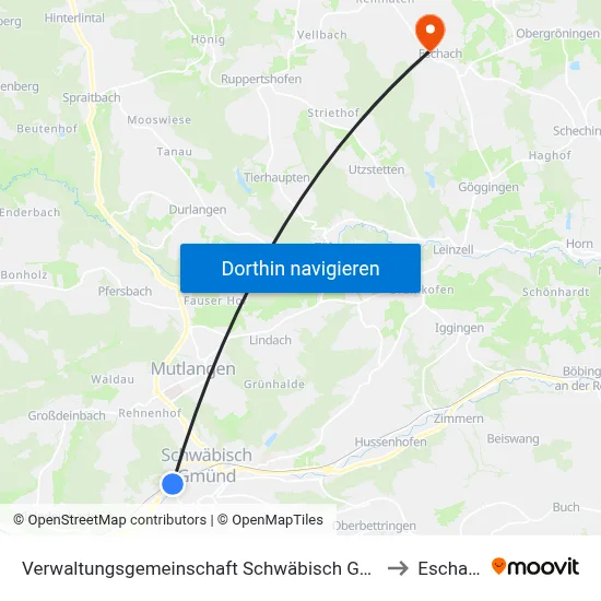 Verwaltungsgemeinschaft Schwäbisch Gmünd to Eschach map