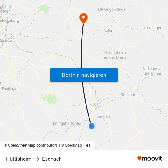 Hüttisheim to Eschach map