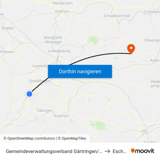 Gemeindeverwaltungsverband Gärtringen/Ehningen to Eschach map