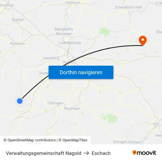 Verwaltungsgemeinschaft Nagold to Eschach map