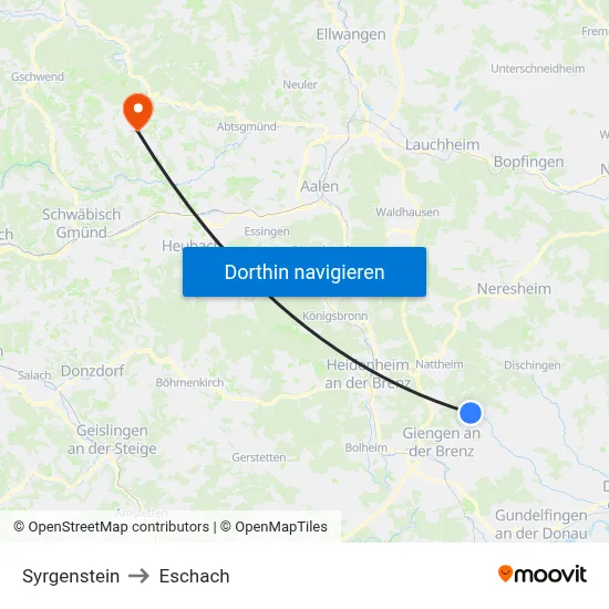 Syrgenstein to Eschach map