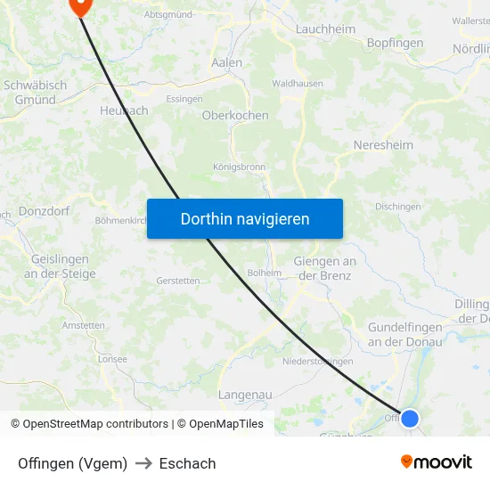 Offingen (Vgem) to Eschach map