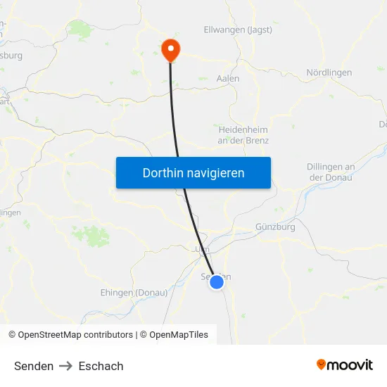Senden to Eschach map