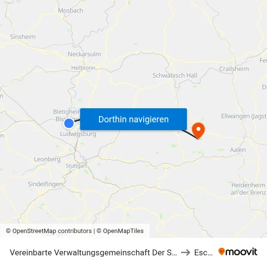 Vereinbarte Verwaltungsgemeinschaft Der Stadt Bietigheim-Bissingen to Eschach map