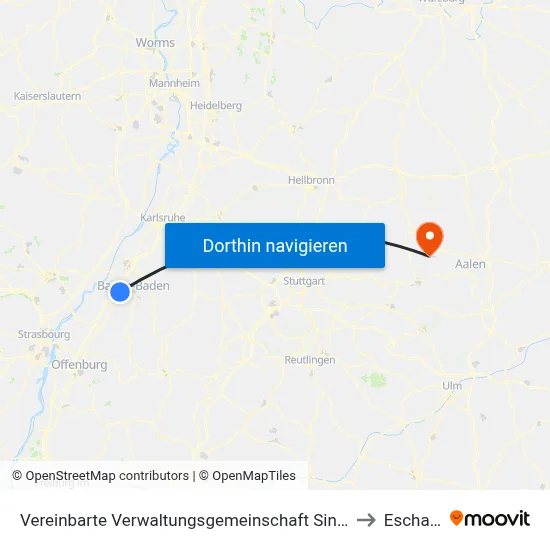 Vereinbarte Verwaltungsgemeinschaft Sinzheim to Eschach map