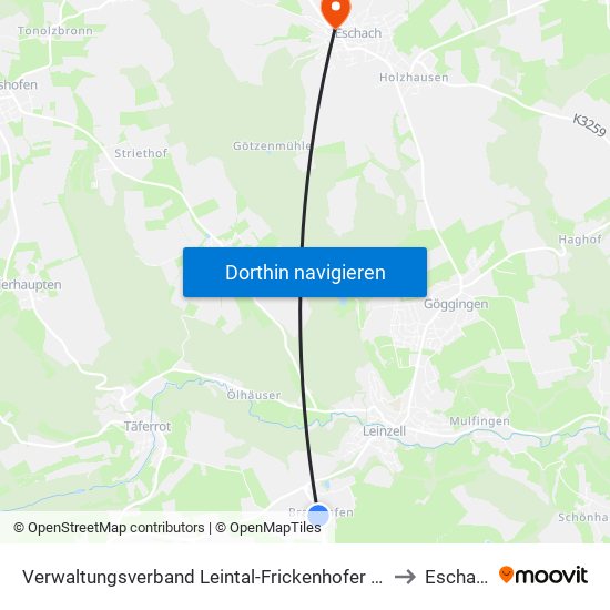 Verwaltungsverband Leintal-Frickenhofer Höhe to Eschach map