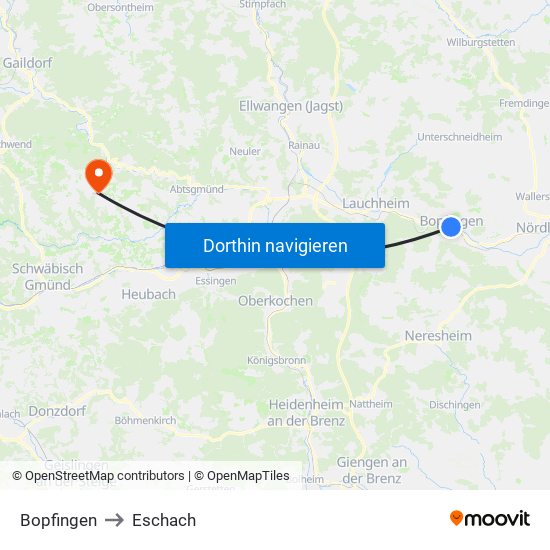 Bopfingen to Eschach map