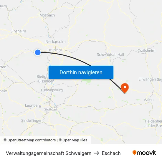 Verwaltungsgemeinschaft Schwaigern to Eschach map