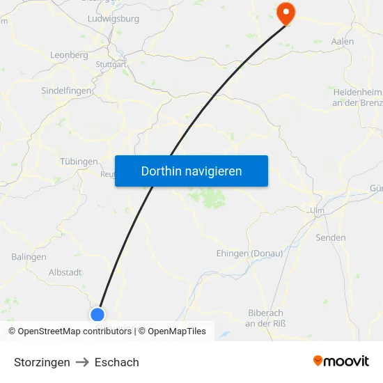 Storzingen to Eschach map