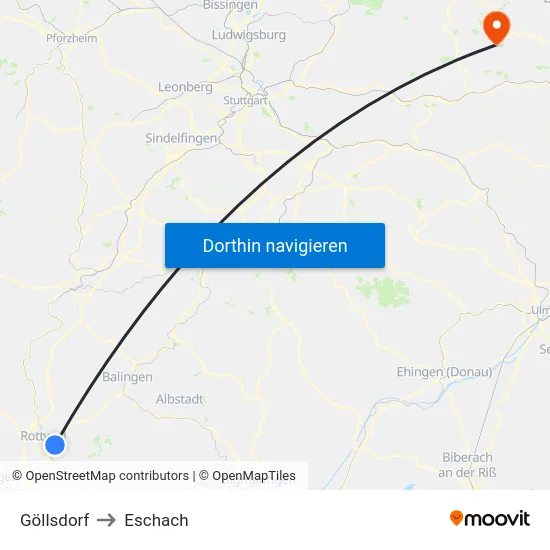 Göllsdorf to Eschach map