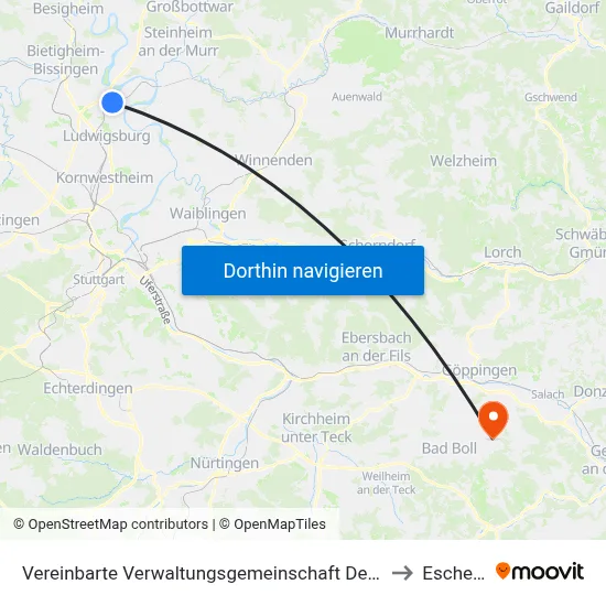 Vereinbarte Verwaltungsgemeinschaft Der Stadt Freiberg am Neckar to Eschenbach map