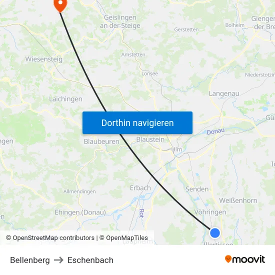 Bellenberg to Eschenbach map