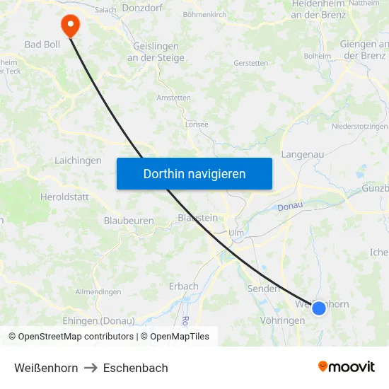 Weißenhorn to Eschenbach map