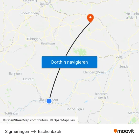 Sigmaringen to Eschenbach map