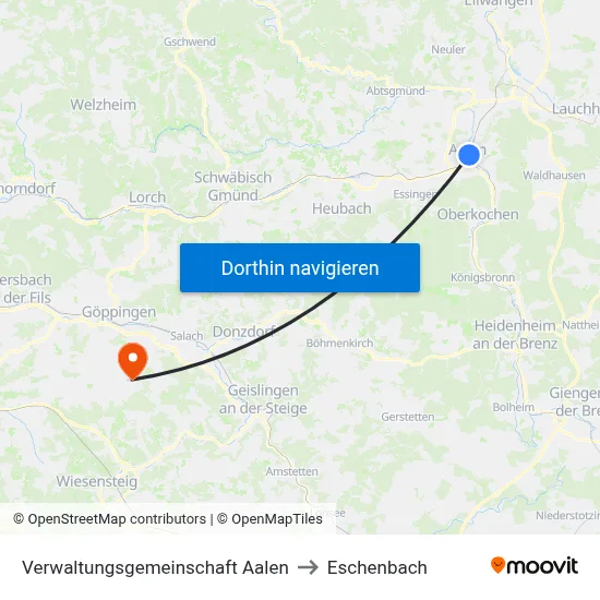 Verwaltungsgemeinschaft Aalen to Eschenbach map