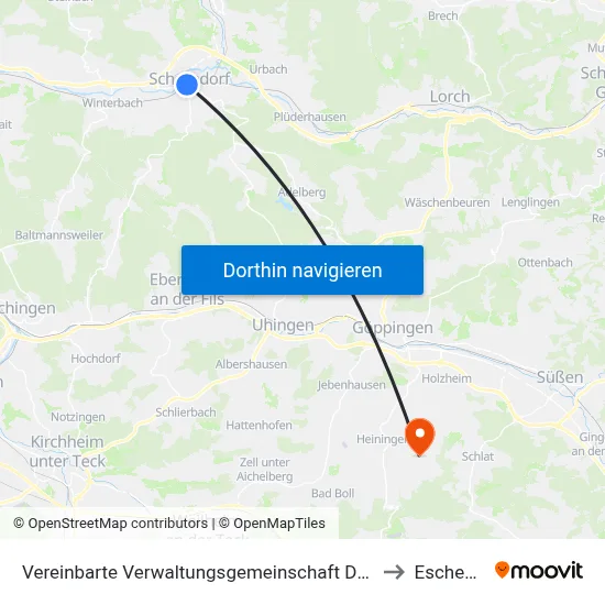 Vereinbarte Verwaltungsgemeinschaft Der Stadt Schorndorf to Eschenbach map