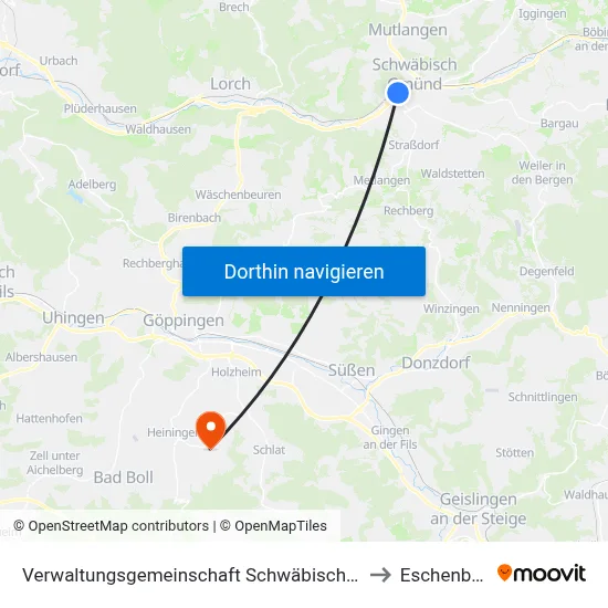 Verwaltungsgemeinschaft Schwäbisch Gmünd to Eschenbach map