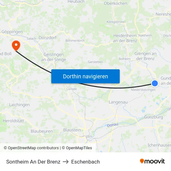 Sontheim An Der Brenz to Eschenbach map