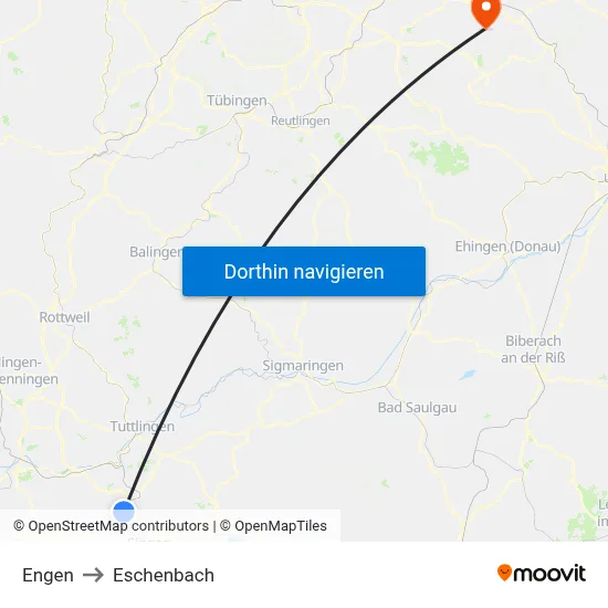 Engen to Eschenbach map