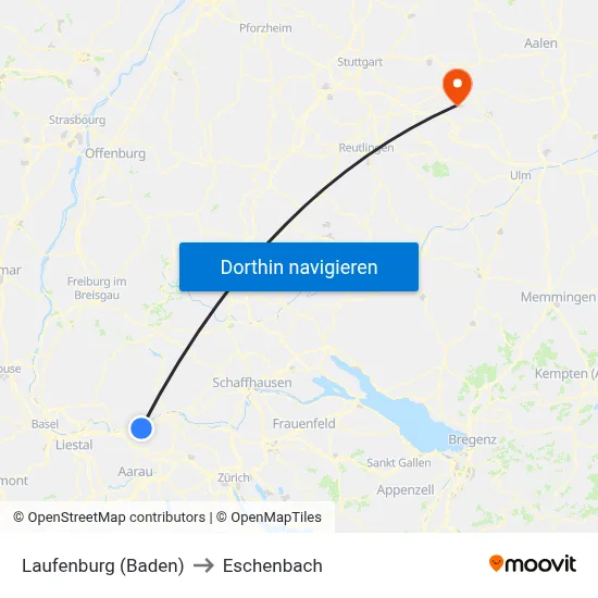 Laufenburg (Baden) to Eschenbach map