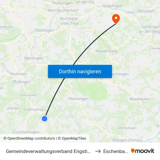 Gemeindeverwaltungsverband Engstingen to Eschenbach map