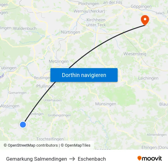 Gemarkung Salmendingen to Eschenbach map