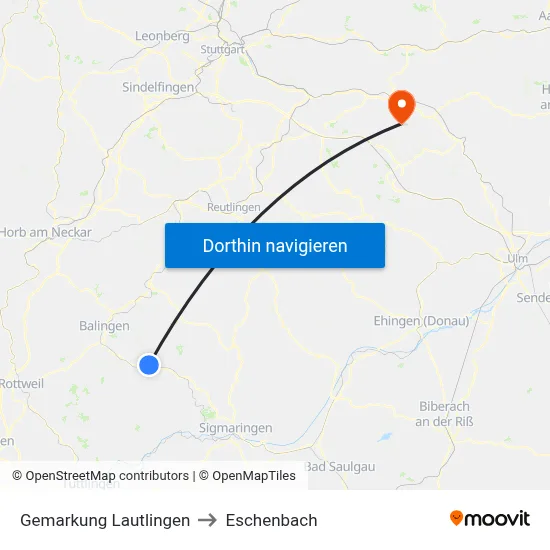 Gemarkung Lautlingen to Eschenbach map