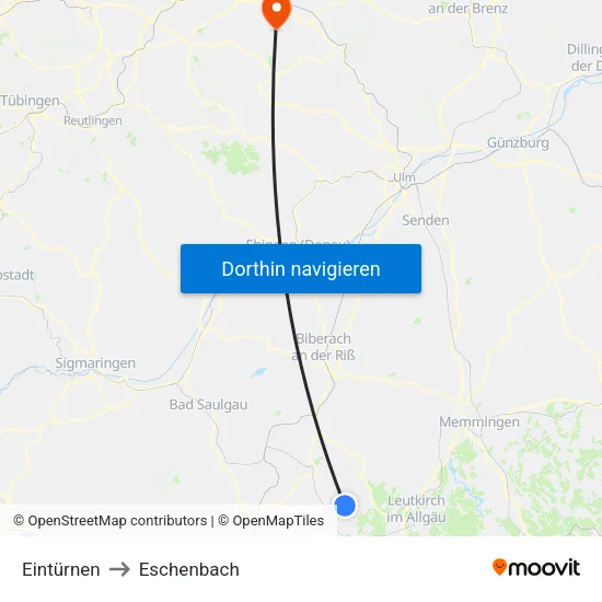 Eintürnen to Eschenbach map