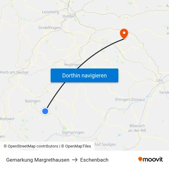 Gemarkung Margrethausen to Eschenbach map