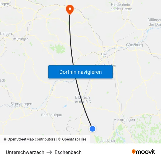 Unterschwarzach to Eschenbach map