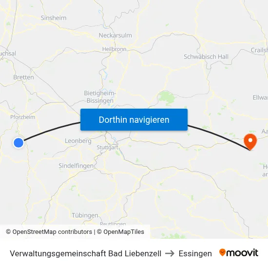 Verwaltungsgemeinschaft Bad Liebenzell to Essingen map