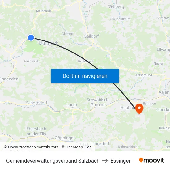 Gemeindeverwaltungsverband Sulzbach to Essingen map