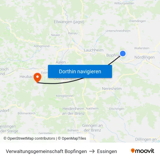 Verwaltungsgemeinschaft Bopfingen to Essingen map