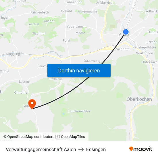 Verwaltungsgemeinschaft Aalen to Essingen map