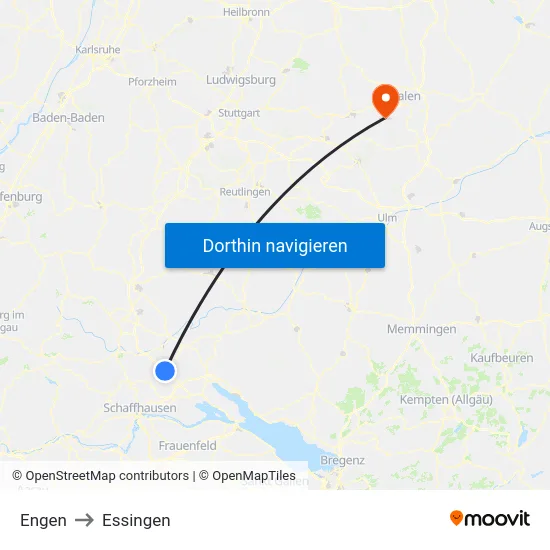 Engen to Essingen map