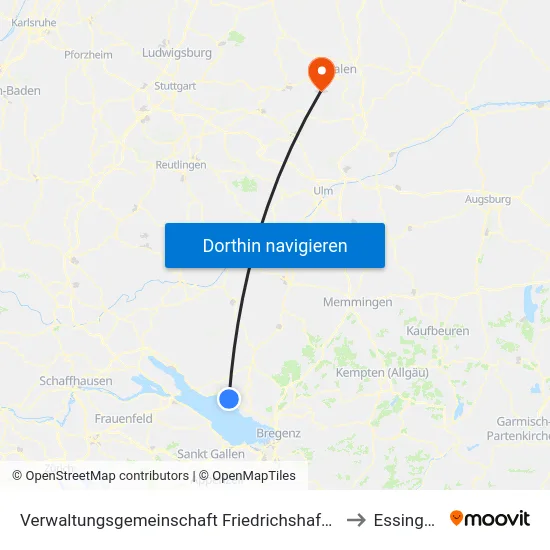 Verwaltungsgemeinschaft Friedrichshafen to Essingen map