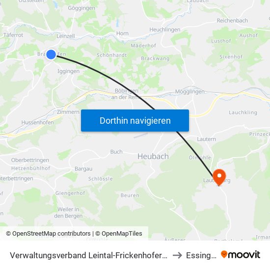 Verwaltungsverband Leintal-Frickenhofer Höhe to Essingen map