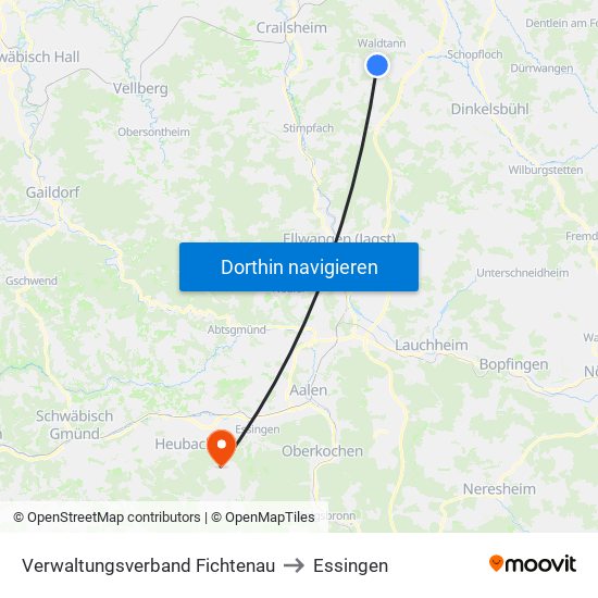 Verwaltungsverband Fichtenau to Essingen map