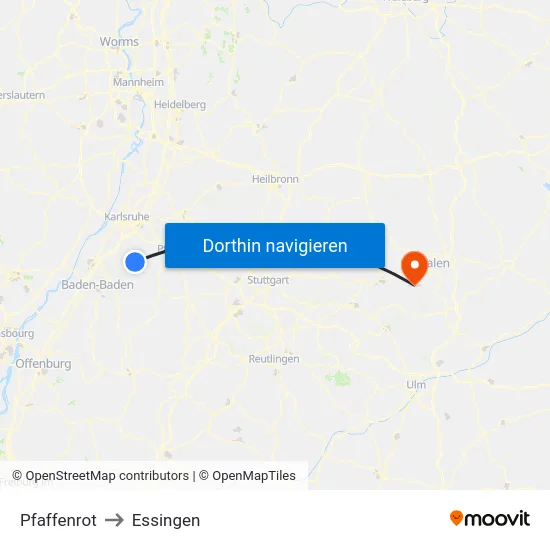 Pfaffenrot to Essingen map