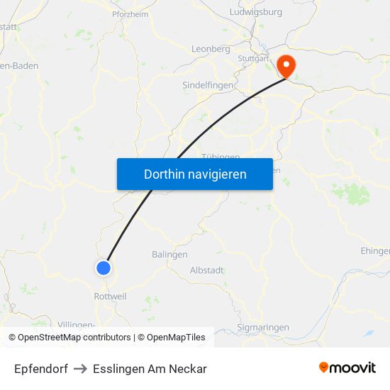 Epfendorf to Esslingen Am Neckar map