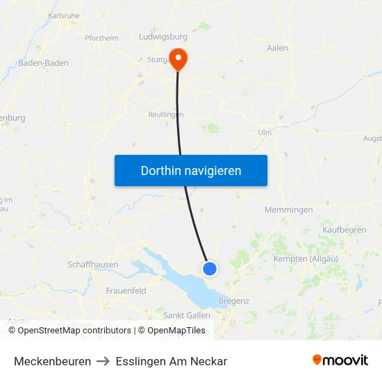 Meckenbeuren to Esslingen Am Neckar map