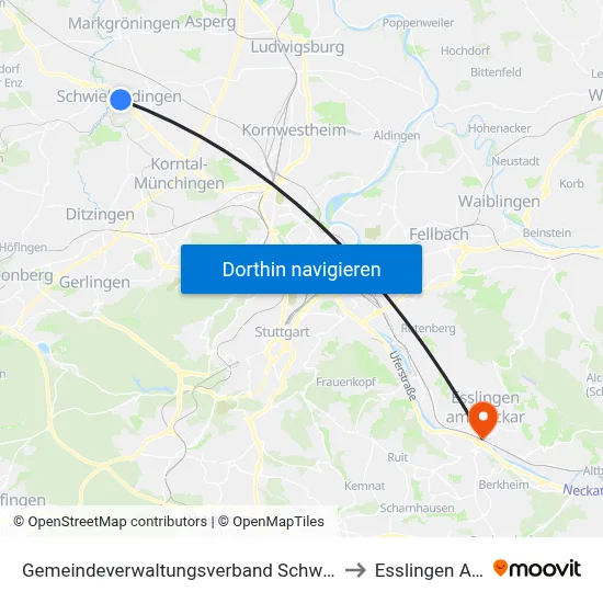 Gemeindeverwaltungsverband Schwieberdingen-Hemmingen to Esslingen Am Neckar map