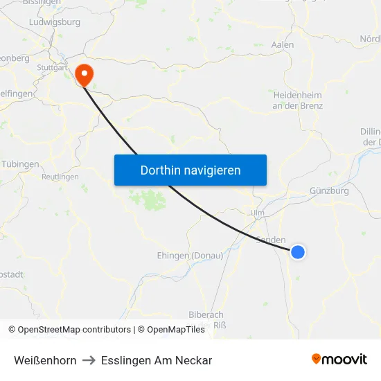 Weißenhorn to Esslingen Am Neckar map