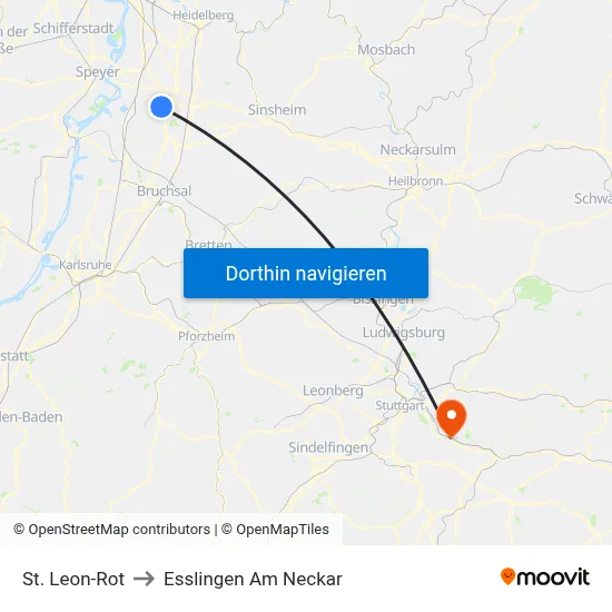 St. Leon-Rot to Esslingen Am Neckar map
