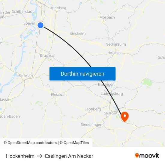 Hockenheim to Esslingen Am Neckar map
