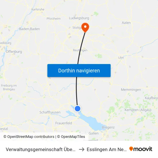 Verwaltungsgemeinschaft Überlingen to Esslingen Am Neckar map