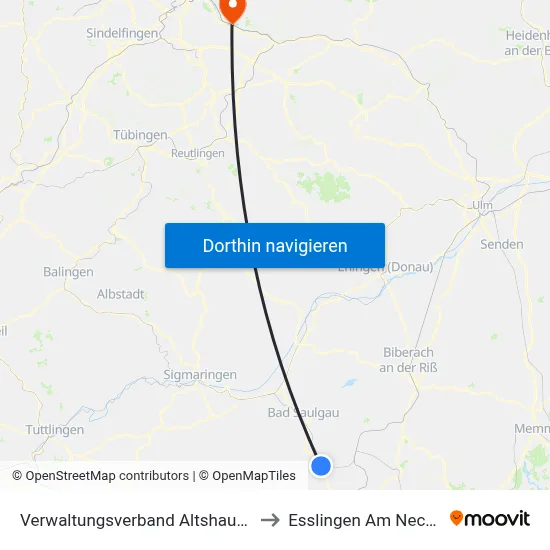 Verwaltungsverband Altshausen to Esslingen Am Neckar map