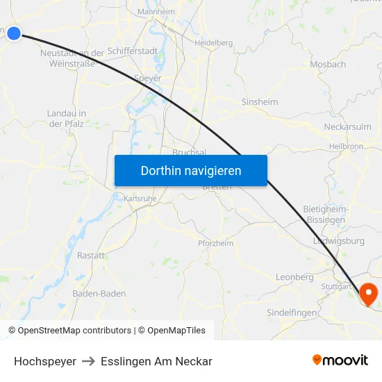 Hochspeyer to Esslingen Am Neckar map