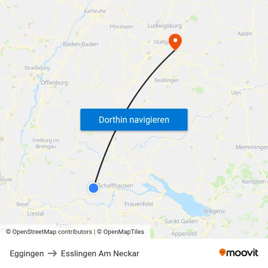 Eggingen to Esslingen Am Neckar map